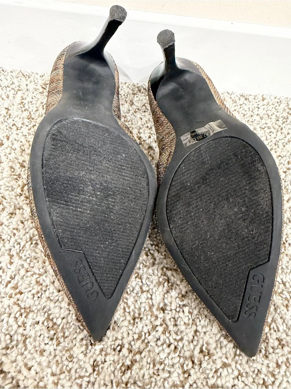 GUESS Brown Glitter Pointed-Toe Pumps